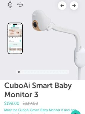 CuboAi Smart Baby Monitor 3 - White with Wood Accent